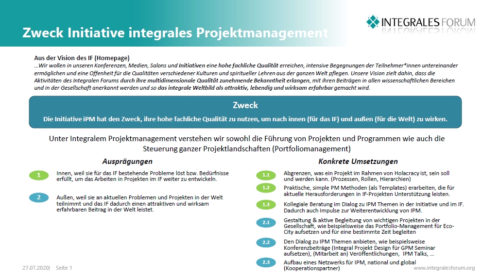 zweck initiative integrales projektmanagement